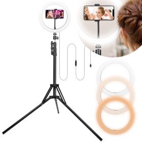 10in LED Selfie Ring Light Dimmable 120 LEDs Makeup Ring Lights w/ Adjustable Tripod Stand Cell Phone Holder USB Powered For YouTube Video/Live S