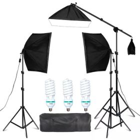 3Pcs Lighting Soft Box With Crossbar Continuous Lighting Kit Photo Studio Softbox Equipment With ,LED Blub,Tripod Stand
