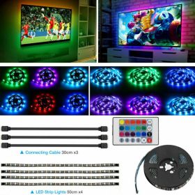 4x50CM USB 5V RGB LED Strip  Background light  Remote kit for TV Computer Lamp