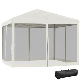 Outsunny 10' x 10' Pop Up Canopy Tent with Netting, Instant Gazebo, Ez up Screen House Room with Carry Bag, Height Adjustable, for Outdoor, Garde